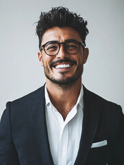 Close-up of a smiling business man, a handsome business tough guy
