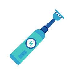Modern vector illustration of a blue electric toothbrush