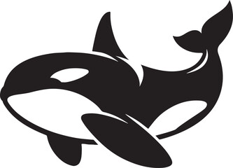 Silhouette vector of an orca killer whale swimming, ideal for marine life, ocean conservation, and wildlife-themed designs and illustrations.