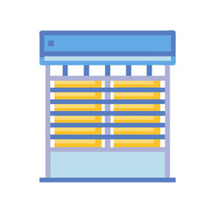 Window Blinds Illustration with Blue and Yellow Color Scheme