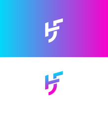 HF monogram logo design, gradient, blue, purple, modern, initial, branding, identity, typography