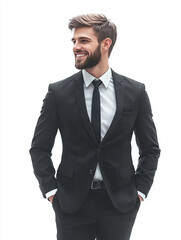 Close-up of a smiling business man, a handsome business tough guy