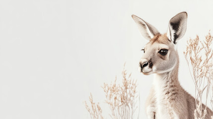 Obraz premium banner material, posters, and materials for making presentations. white background of a group of glowing kangaroos for text space