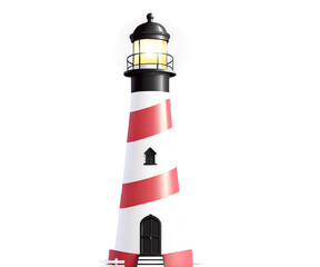 Enchanting Whimsical Lighthouse Illustration Radiating a Warm Glow Against a Serene Sky, Evoking a Sense of Coastal Wonder and Dreamy Nostalgia with its Unique Design