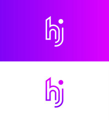 Modern Minimalist HJ Logo Design, Purple Gradient, White Background
