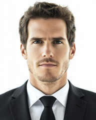 Close-up of a smiling business man, a handsome business tough guy