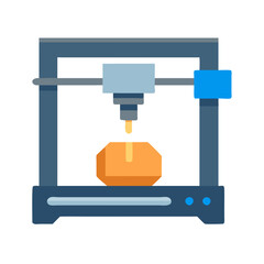 3D Printer Machine Icon Vector Illustration on Black
