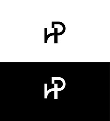 HP Logo Design Monogram, Minimalist, Intertwined, Letters, Branding, Identity, Black, White, Typography © JustPrint
