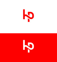 HP Logo Design Red and White Intertwined Letters Branding