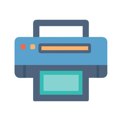 Flat design printer icon isolated on black background