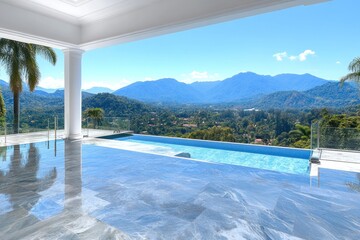 Fototapeta premium Luxury Infinity Pool with Breathtaking Mountain View