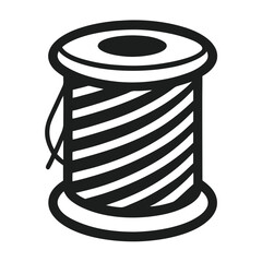Black and White Thread Spool Icon, Sewing and Craft Vector Illustration
