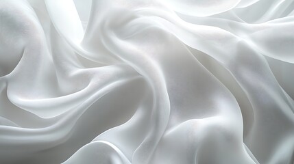 Obraz premium Abstract Silky Waves of White Fabric, Abstract waves of silky white fabric create a serene and flowing landscape