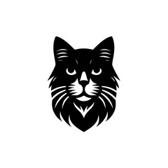 Obraz premium Cat head silhouette vector, clean minimal style on white background 