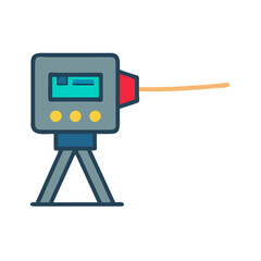 Laser Measurement Device with Tripod on Black Background