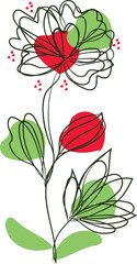 A vector illustration features a set of red rose flowers, showcasing their floral beauty in a spring-inspired design