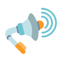 Stylish Megaphone Broadcasting Icon with Signal Waves