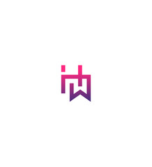Obraz premium Modern Abstract Bookmark Logo Design Initial HW Gradient