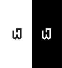 Modern Monochrome Logo Design WH or HW Initial Lettermark Branding