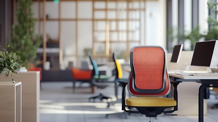 Modern white and blue open space office interior