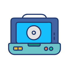 Retro Portable Television Icon Illustration on Black Background