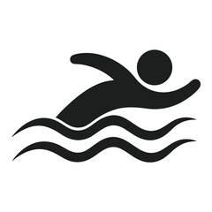 Simple Black Swimming Person Icon, Water Sport Vector Illustration