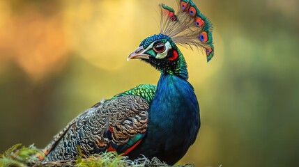 Obraz premium Majestic Green Peacock in its Natural Habitat