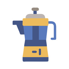 Modern Blue and Yellow Electric Kettle Icon Graphic
