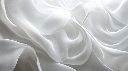 Abstract Silky Waves of White Fabric, Abstract waves of silky white fabric create a serene and flowing landscape