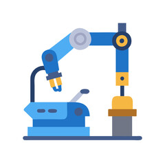 Industrial Robotics Arm Vector Illustration on a Black Background