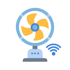 Smart Fan with WiFi Symbol on Black Background