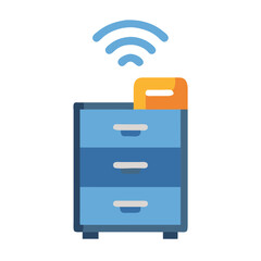 Smart filing cabinet vector illustration on a black background