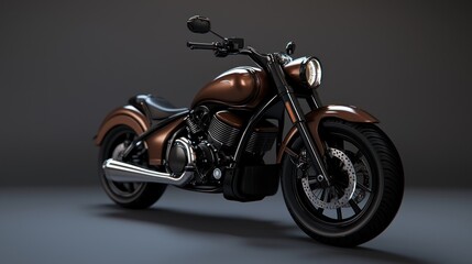 Copper motorcycle studio shot, modern design
