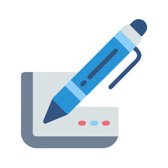 Blue pen writing on document, graphic design illustration