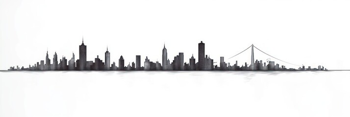 Obraz premium Minimalist Bratislava City Skyline Single Line Art Black and White Scandinavian Style