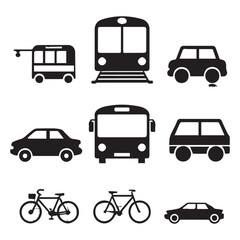 Fototapeta premium Transport icons collection silhouette White Background.