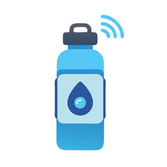 Smart Water Bottle Hydration Tracking Technology Illustration Icon