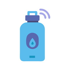 Smart Hydration: Connected Water Bottle Icon in Flat Style