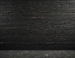 Moody black brick wall, distressed, uneven surface, bleak atmosphere  , industrial, monochrome, architecture