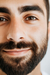 Obraz premium Close-up of a smiling business man, a handsome business tough guy