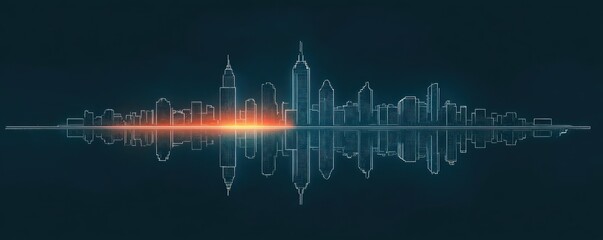 Naklejka premium Minimalist Marseille Skyline Single Line Silhouette Vector Art