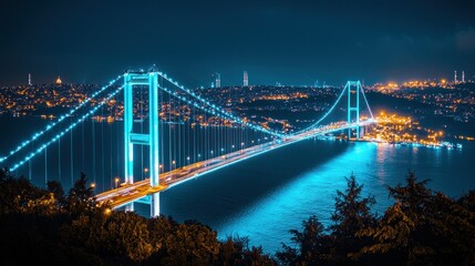 Obraz premium Istanbul Bosphorus Bridge at Night (1)