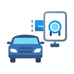 Blue Car with EV Charging Station Icon Isolated