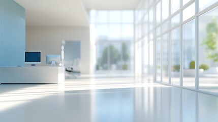 Modern white and blue open space office interior