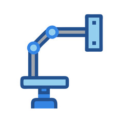 Blue Industrial Robot Arm Isolated on Black Background