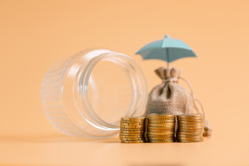 Insurance background money coin concept business protection finance sale financial investment buy...
