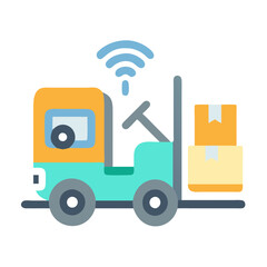 Smart Forklift with WiFi Delivering Packages Icon