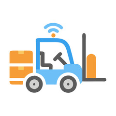 Smart Forklift with Wireless Technology Icon Illustration