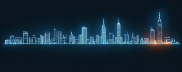 Fototapeta premium Minimalist Munich City Skyline White Neon Lines Dark Teal Background