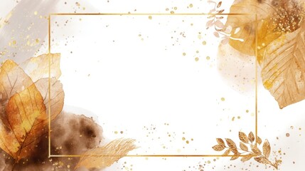 Elegant Golden Watercolor Design with Leaf and Tree Accents
